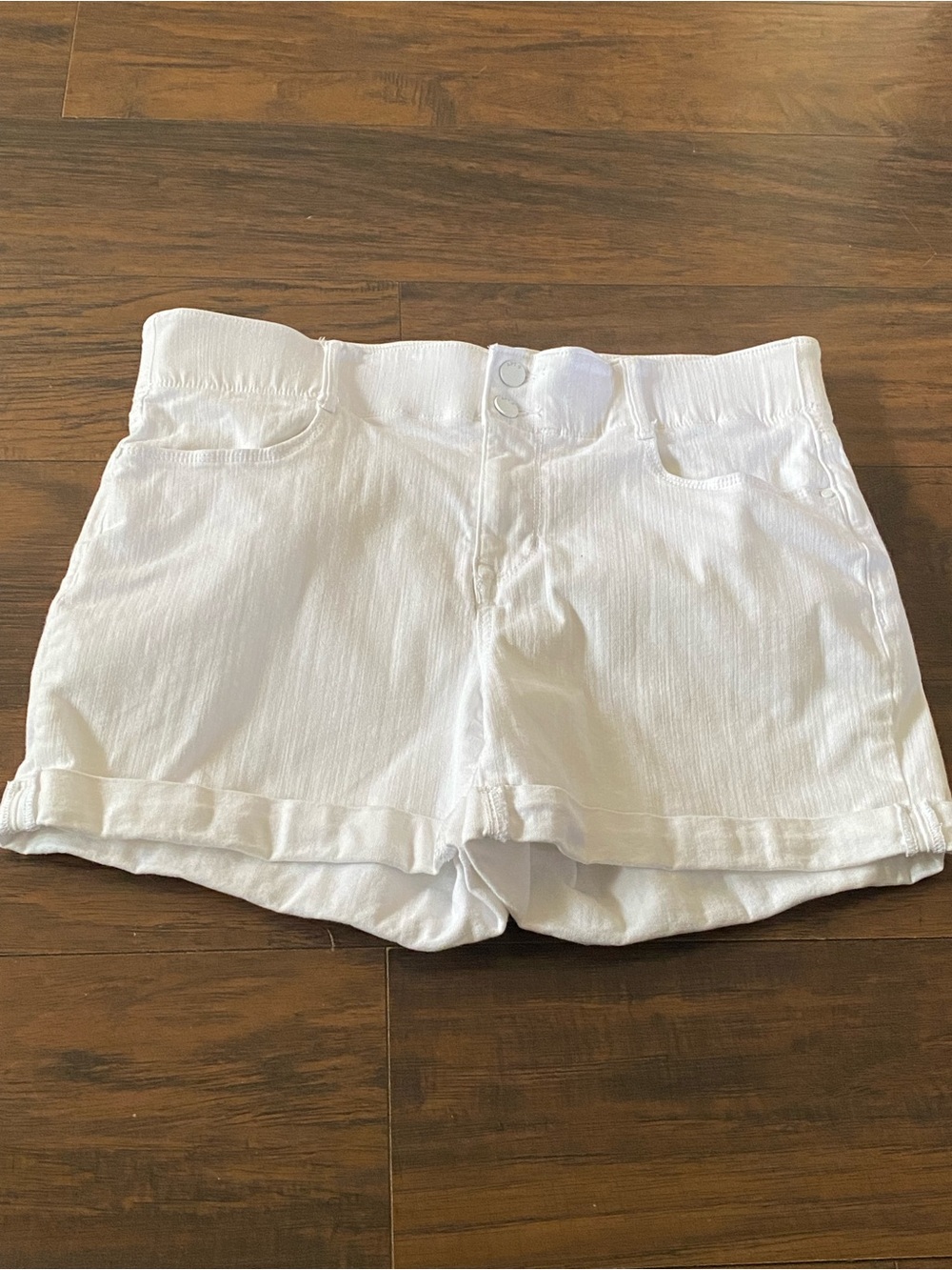 Apt. 9 White Rolled-Hem High-Rise Denim Shorts-Tummy control.